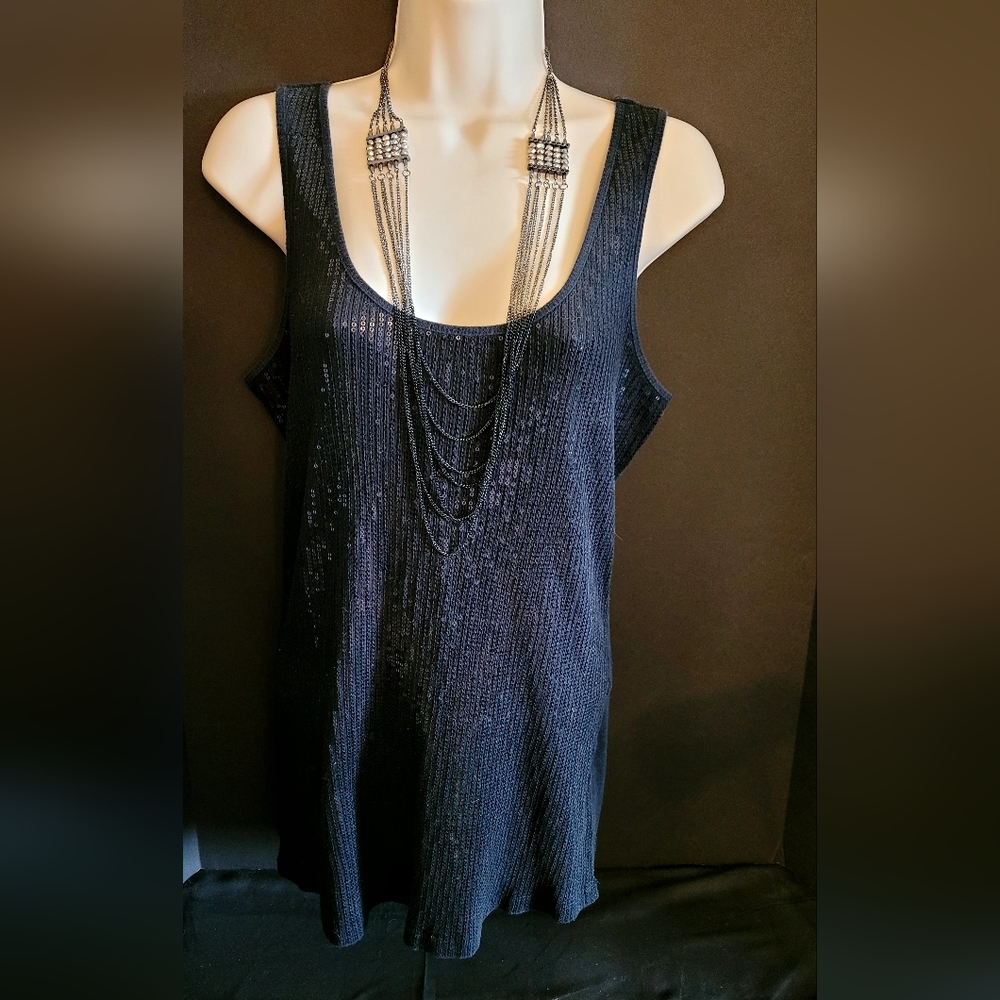 EXPRESS Black Sequin Tank Top Size  L *Gently Used*